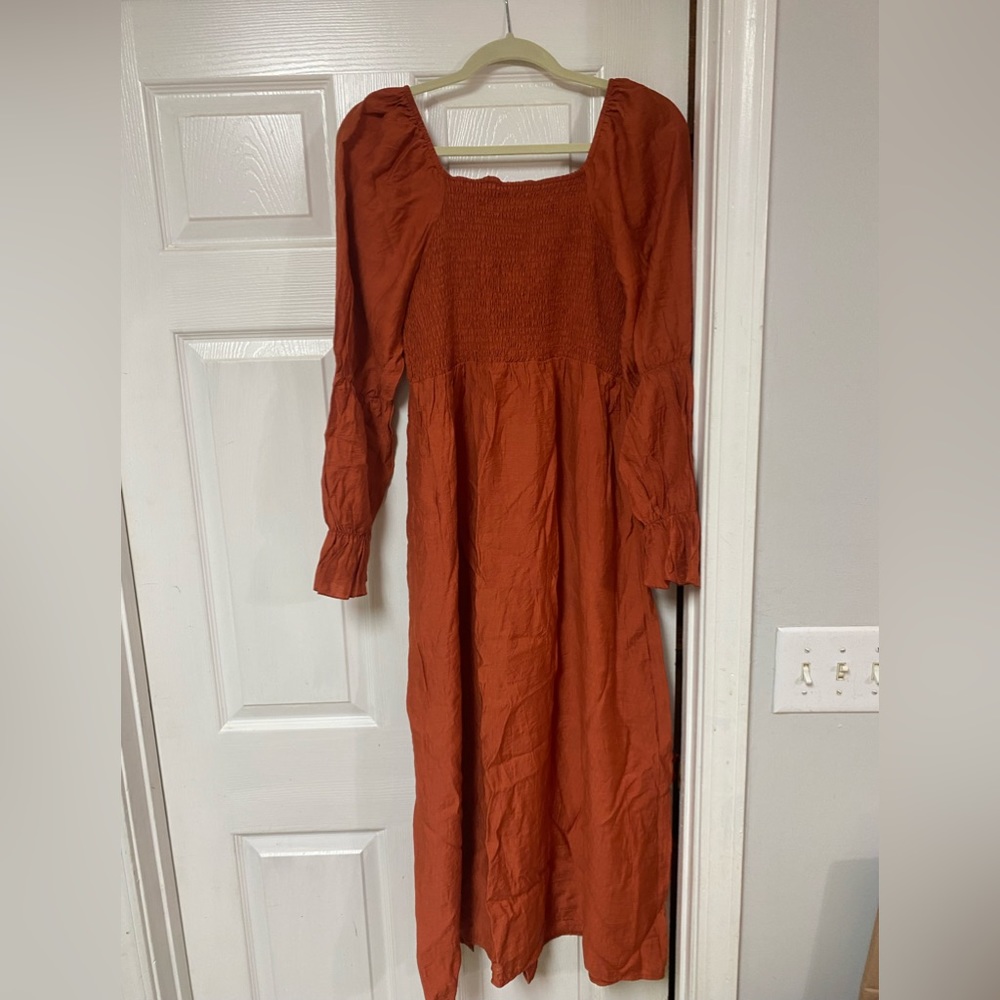 SHEIN CURVE Long Scrunch Top Dress in Rust! Size 0XL